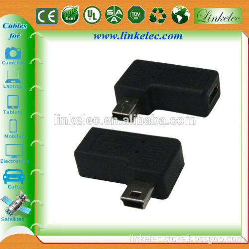90 degree portable 2.0 mini male to mini female usb adapter